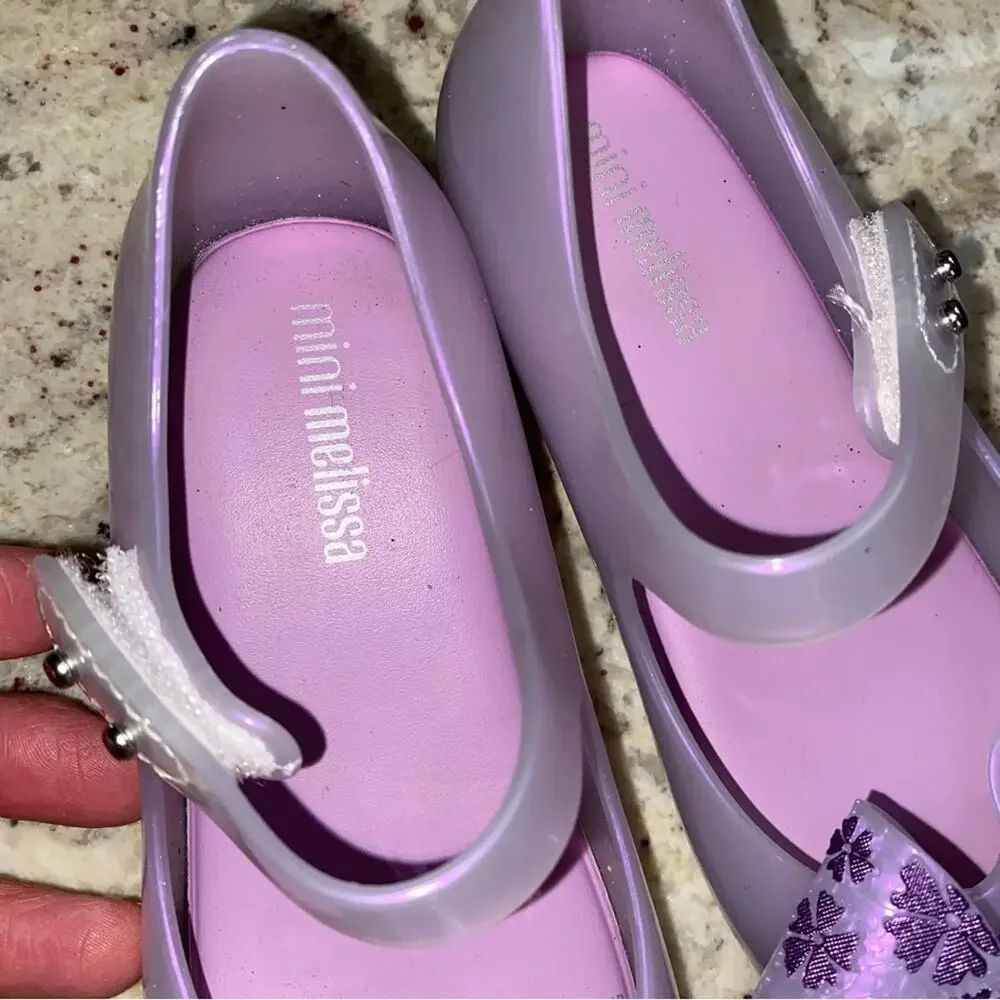 Mini Melissa $69 Glitter Lavender Ultragirl w Bow US 10 EU 27 EUC